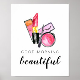 Guten Morgen schöner Makeup Wasserfarbe Lipstick Poster
