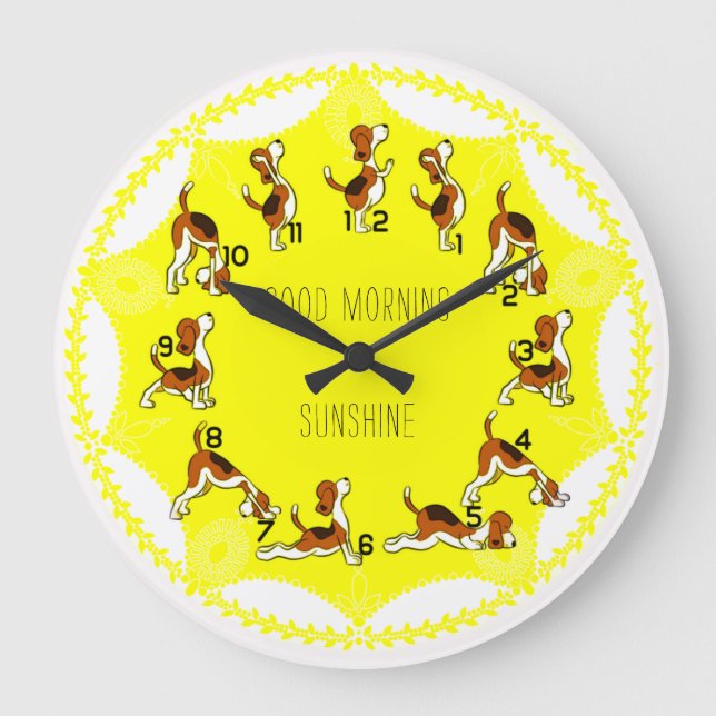 Guten Morgen Sonne Große Wanduhr (Vorderseite)