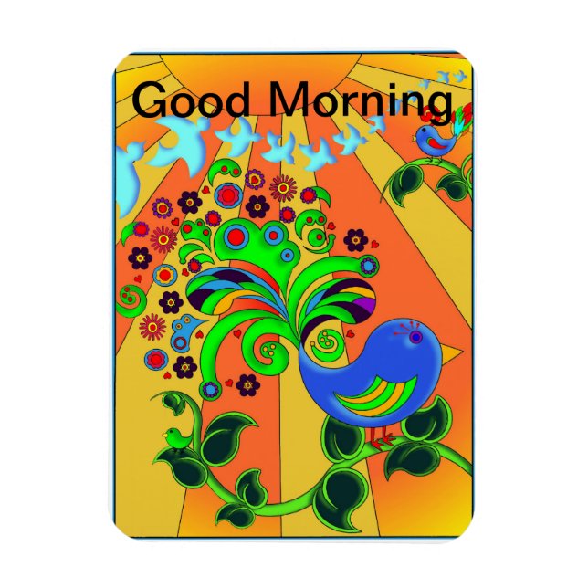 Guten Morgen Sonnenaufgang mit Vogel Magnet (Vertikal)