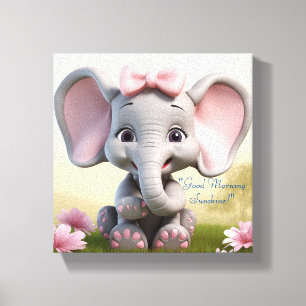 Guten Morgen Sonnenschein Baby Mädchen Elefant Leinwanddruck