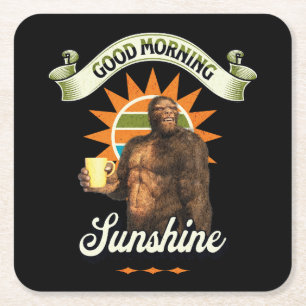 Guten Morgen Sonnenschein Bigfoot trinken Kaffee Rechteckiger Pappuntersetzer