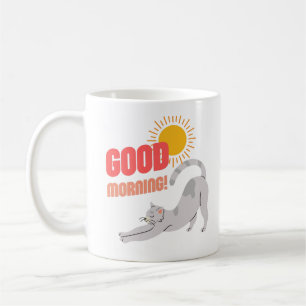 Guten Morgen Sonnenschein Cat Stretch Kaffee Tasse