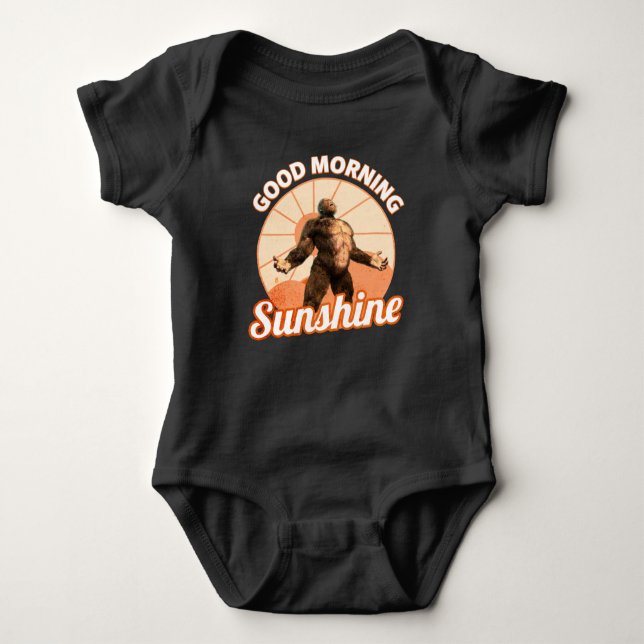 Guten Morgen Sonnenschein Funny Bigfoot Baby Strampler (Vorderseite)