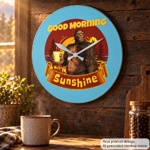 Guten Morgen Sonnenschein Funny Bigfoot Große Wanduhr