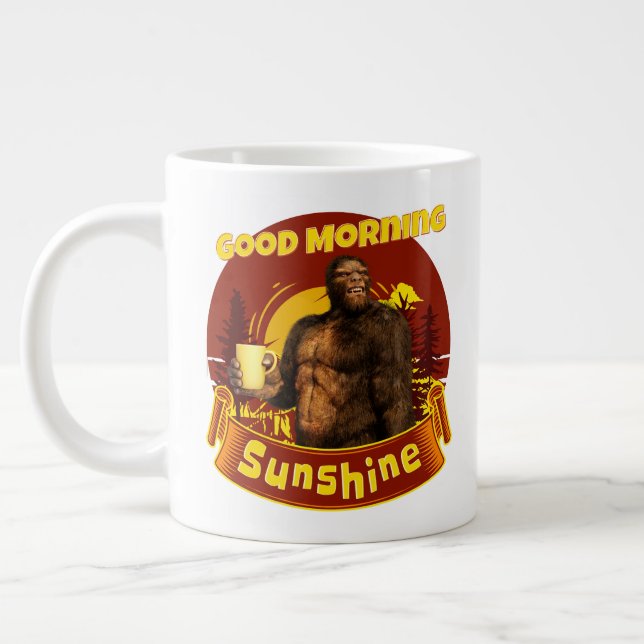 Guten Morgen Sonnenschein Funny Bigfoot Jumbo-Tasse (Links)