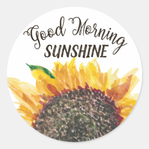 Guten Morgen Sonnenschein Gelb Braun Sonnenblume W Runder Aufkleber