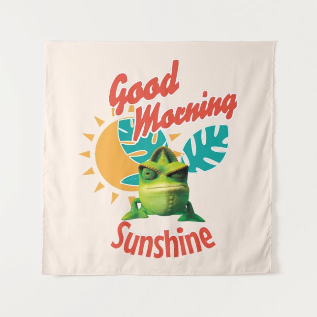 Guten Morgen Sonnenschein Lustiger Chamäleon Wandteppich (Vorderseite)