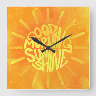 Guten Morgen, Sonnenschein! Quadratische Wanduhr