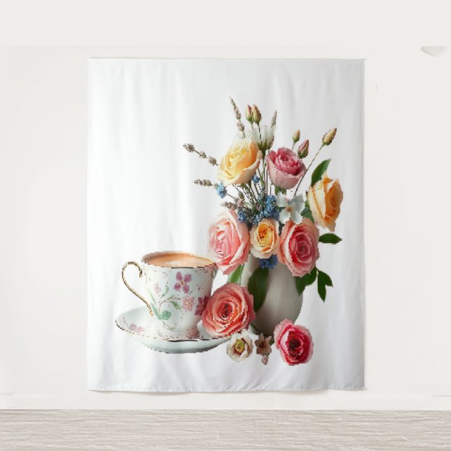 Guten Morgen Tee Wandteppich (Vorderseite)