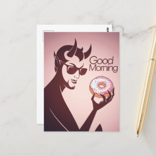 Guten Morgen Teufel mit Donut Postkarte