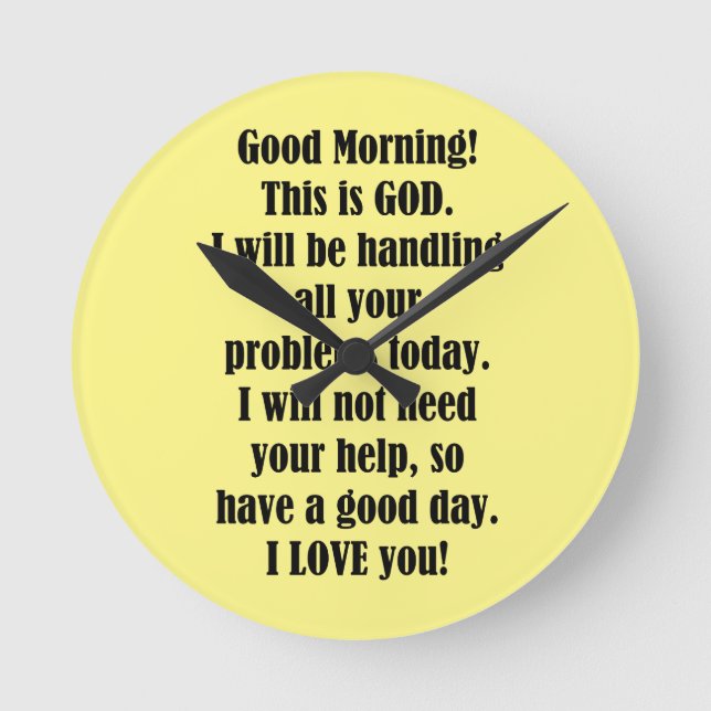 Guten Morgen von GOD Runde Wanduhr (Vorderseite)