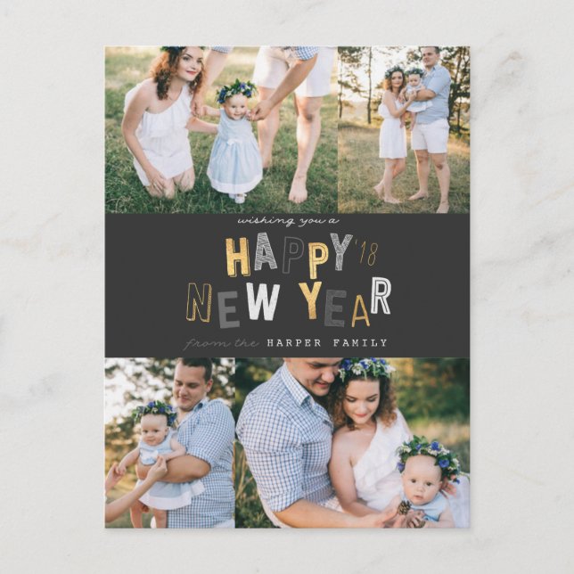 GUTEN RUTSCH INS NEUE JAHR FEIERTAGSPOSTKARTE (Vorderseite)