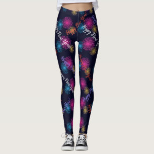 Guten Rutsch ins Neue Jahr! Feuerwerksschwarzes Leggings
