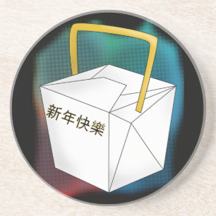 Guten Rutsch ins Neue Jahr-Nahrungsmittelkasten Untersetzer