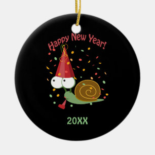 Guten Rutsch ins Neue Jahr-Schnecke Keramikornament