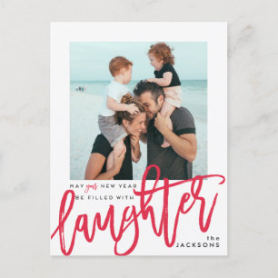 Guten Rutsch ins Neue Jahr wird mit Gelächter Feiertagspostkarte