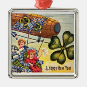 Guten Rutsch ins Neue Jahr-Zellen-Verzierung Silbernes Ornament