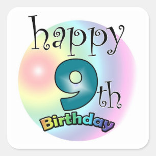 Guten Tag, 9. Geburtstag Quadratischer Aufkleber