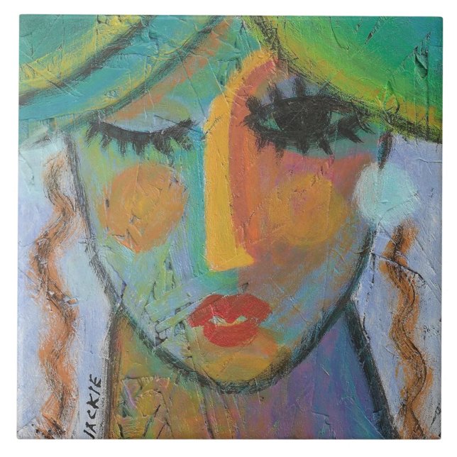 Guten Tag Abstrakte Acrylmalerei auf OSB Fliese (Vorderseite)