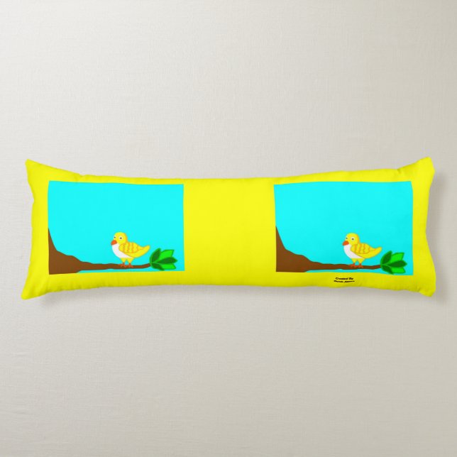 Gutenmorgen-Gelb-Vogel-Körper-Kissen Seitenschläferkissen (Vorderseite)