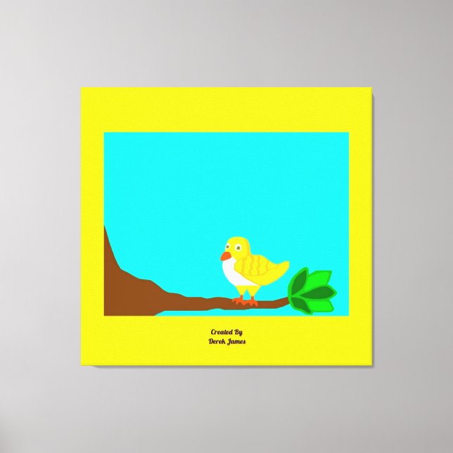 Gutenmorgen-Gelb-Vogel wickelte Leinwand-Druck ein Leinwanddruck (Vorderseite)