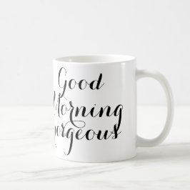 Gutenmorgen herrlich im schwarzen/weißen Skript Tasse