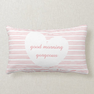 Gutenmorgen herrlich, weiße Herzrosastreifen Lendenkissen