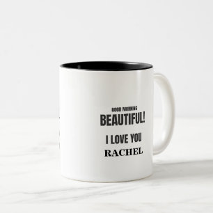 GUTENmorgen SCHÖN, i-LIEBE SIE, personalisiert Zweifarbige Tasse