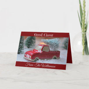 Guter Beifall mit LKW und Kiefernbaum oben Feiertagskarte