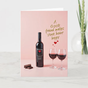 Guter-Freund-Wein-Schokolade-Glück-Karte Karte
