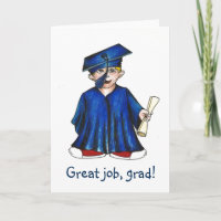 Guter Job Grad Abschluss Blue Cap & Gown