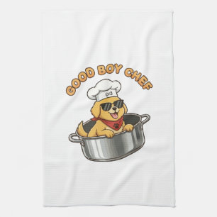 Guter Junge Chef Kochender Hund Geschirrtuch