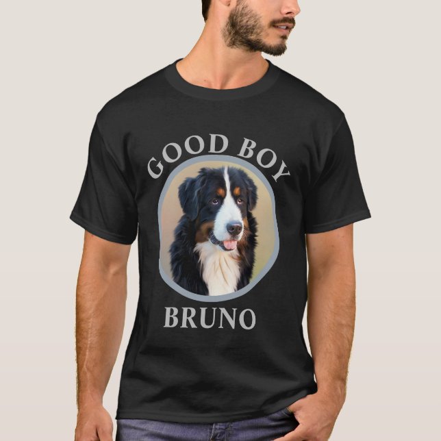 Guter Junge Hund fügen Fototext Kunst grau moderne T-Shirt (Vorderseite)