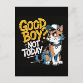 Guter Junge Nicht Heute Lustige Katzenillustration Feiertagspostkarte