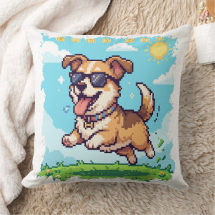 Guter Junge Pixel Welpe Retro-Spiele-Design Kissen