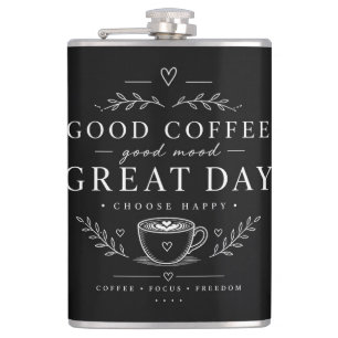 Guter Kaffee Gute Laune Großartiger Tag Minimalist Flachmann