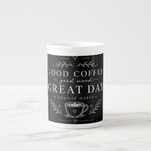Guter Kaffee Gute Laune Großartiger Tag Minimalist Prozellantasse