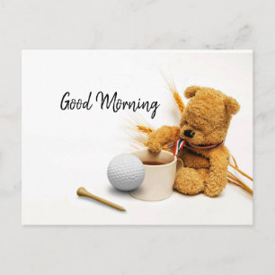 Guter Morgen Golf mit Golf und Kaffeekarte Postkarte