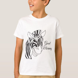 "Guter Morgen" niedlicher Zebra-schwarze/weiße T-Shirt