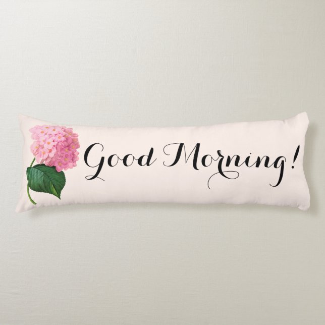 Guter Morgen Pink Hydrangea Kissen (Vorderseite)