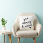 Guter Morgen schönes Herz Kissen<br><div class="desc">Ein gut aussehendes Kissen am Morgen ist eine trendige Ergänzung zu Ihrer Wohngestaltung. Auf der anderen Seite ist elektrisch massiv blau mit einem schwarzen Herz in der Mitte des Kissens.</div>