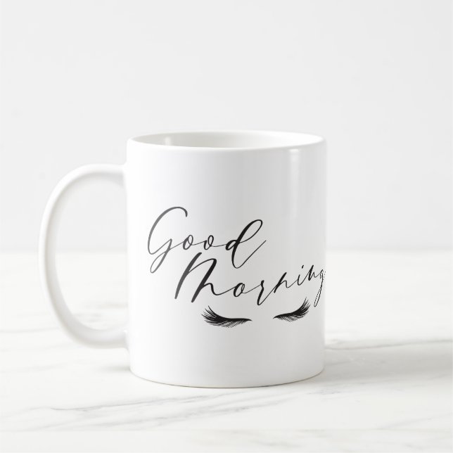 Guter Morgen Script Beauty Eye Lashes Kaffeetasse (Links)