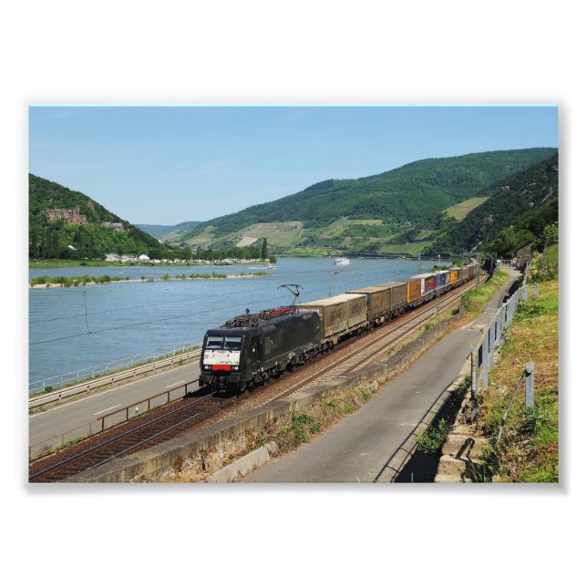 Güterzug in Assmanshausen am Rhein Fotodruck (Vorne)