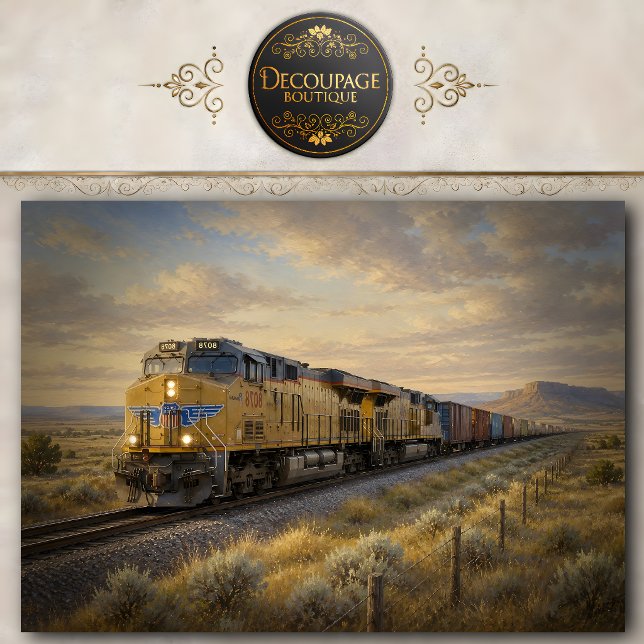 Güterzug Landschaft Decoupage Tissue Papier (Freight Train Landscape Decoupage Tissue Paper)
