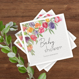 Gutes Bouquet Tulips & Greenery Baby Dusche Serviette