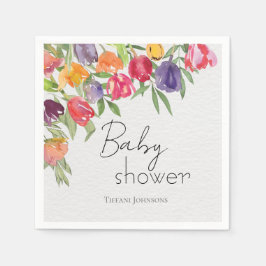 Gutes Bouquet Tulips & Greenery Baby Dusche Serviette