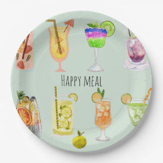Gutes Essen Eleganter Cocktail Wasserfarbe Geburts Pappteller