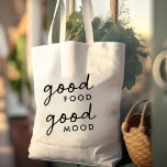 Gutes Essen Gute Stimmung | Moderner Food Lover Fe Tragetasche<br><div class="desc">Einfache Zitat-Kunst "gute Laune" Tote-Tasche mit einem lustigen lässigen,  informellen Schriftart handschriftlich in einem modernen minimalistischen Stil. Das perfekte Geschenk oder Accessoire für jeden Fressliebhaber oder Feinschmecker! #Feinschmecker #food #Goodfood #ommood #Tasche #food shopping</div>