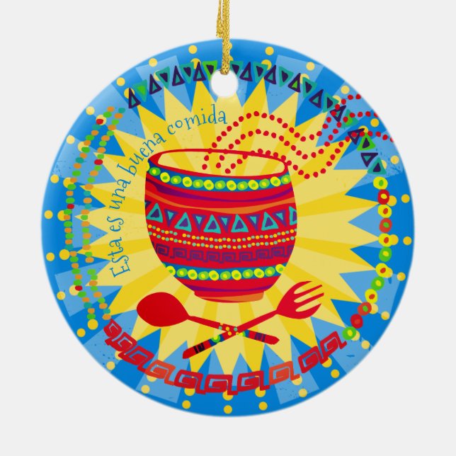 Gutes Essen mexikanische kulinarische Weihnachtssc Keramik Ornament (Hinten)
