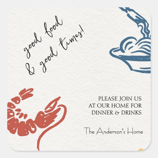 Gutes Essen & schöne Thanksgiving-Zeiten Quadratischer Aufkleber (Vorderseite)